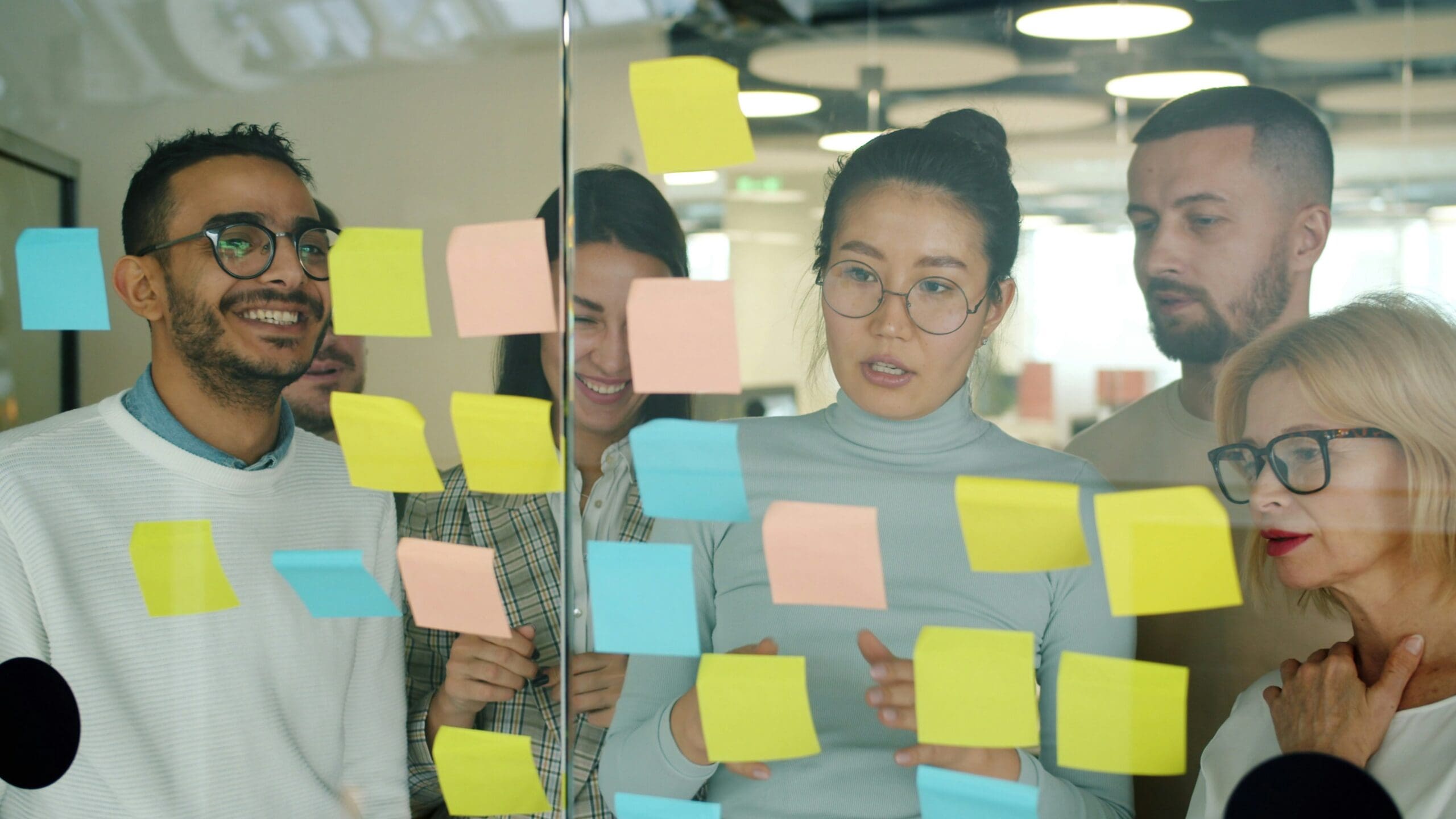Brainstorming with sticky notes
