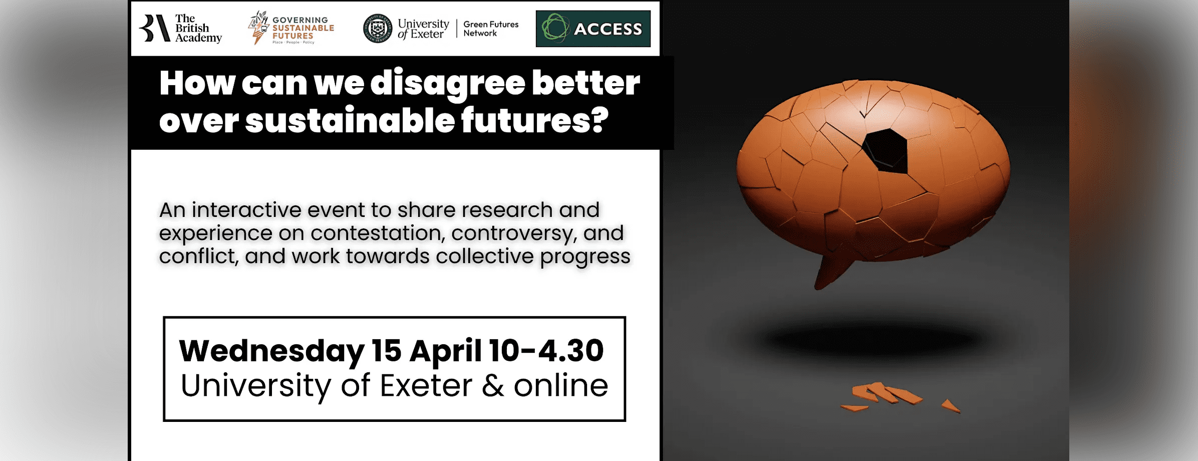 Flyer for the How can we disagree better over sustainable futures?