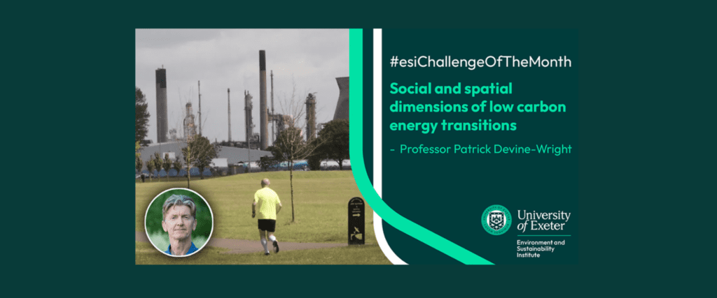 Patrick Devine-Wright delivering ESI Challenge of the Month talk for June