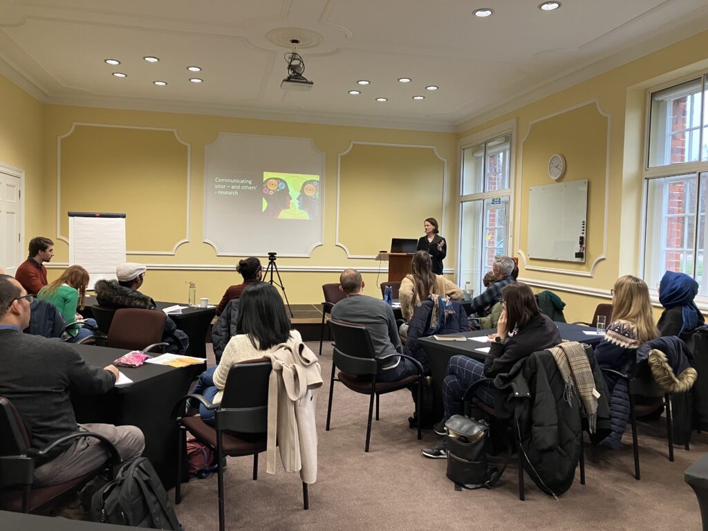Winter school participants at Cumberland lodge taking part in a session led by Prof Kate Burningham